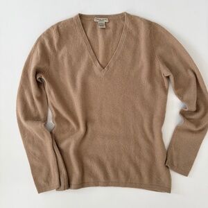 Cashmere Camel V neck Sweater by Vertical Design 2-ply S